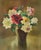 "Garden Roses" in a Vase Still Life by Masayoshi Himeno Beautiful still life oil painting on canvas of a vase of...
