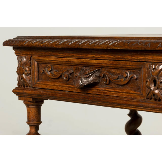 Brown Late 19th Century French Henry II Carved Oak Writing Desk For Sale - Image 8 of 18