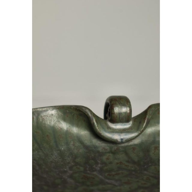 Green Art Deco Organically Shaped Stoneware Bowl by Arne Bang, Denmark, 1930s For Sale - Image 8 of 12