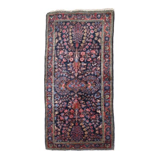 Early 20th Century Navy sarouk Mini Rug - 2'1" x 4' For Sale