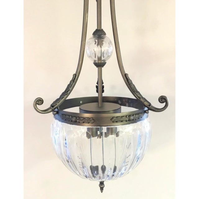 Myran Allan Luxury Lighting Traditional Satin Bronze and Cut Crystal Pendant Light For Sale - Image 4 of 6
