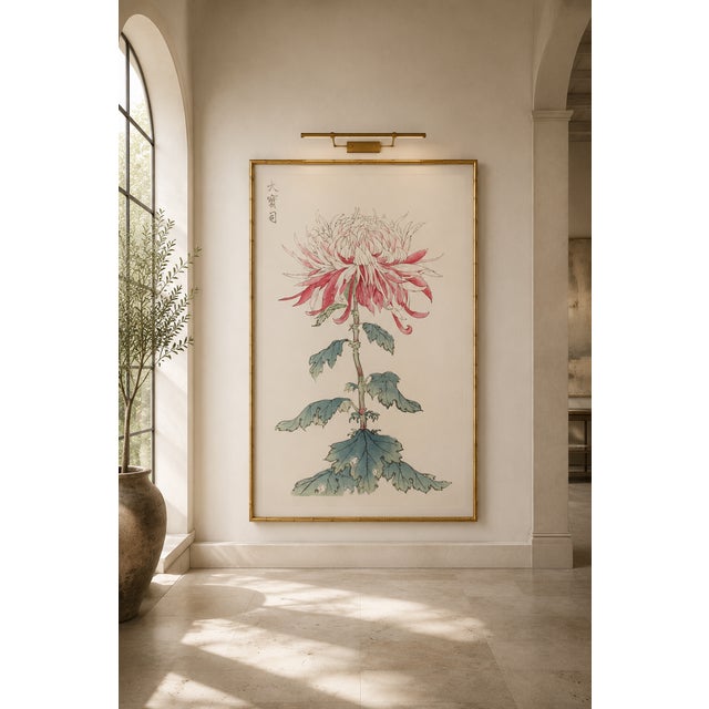 Paper Japanese Chrysanthemum by Hasegawa, Vintage Botanical Art Print, 24" X 36" For Sale - Image 7 of 9