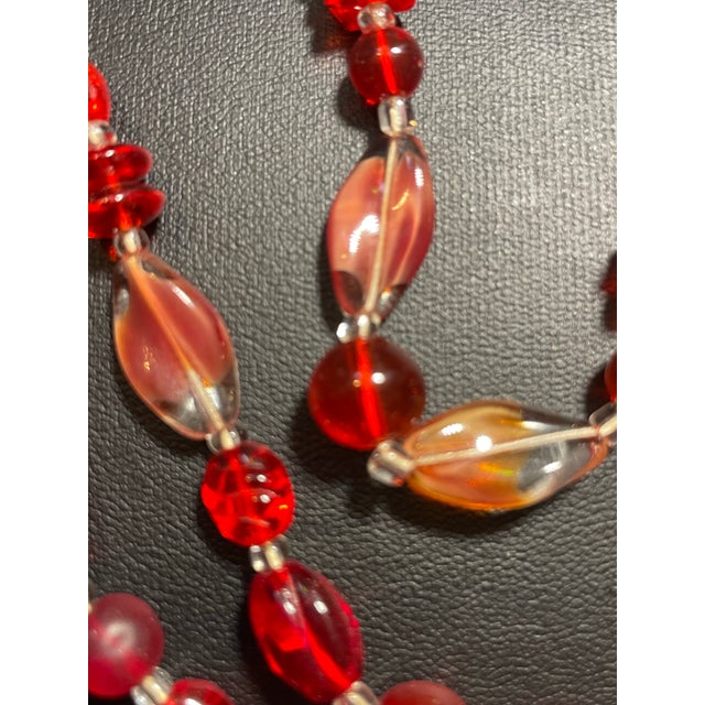 1950s Bohemian/Czech Exceptional Glass Ruby Necklace From Jablonec Nad Nisou Region, Mid-Century Pressed Molded Glass For Sale - Image 5 of 10