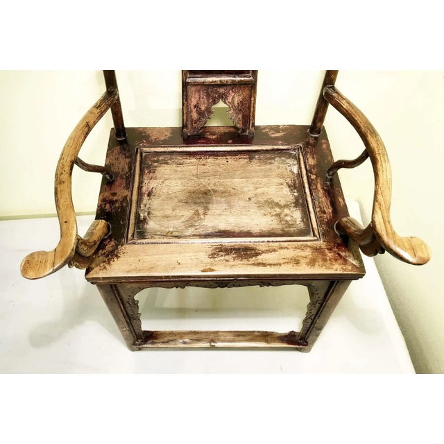 Antique Chinese High Back Arm Chairs, Circa 1800-1849 - A Pair For Sale - Image 4 of 11