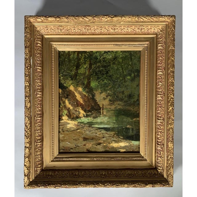 Oil painting on canvas, signed Victor Vignon (1847-1909), woodland landscape, 19th century For Sale