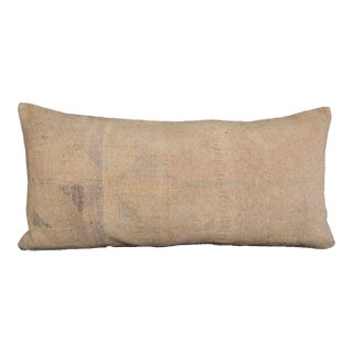 Handmade Oushak Muted Tone Vintage Rug Pillow Cover -19'' X 38'' For Sale