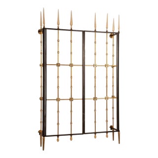 Vintage French Gate in Brass and Glass, 1940s For Sale
