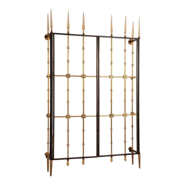 Vintage French Gate in Brass and Glass, 1940s For Sale