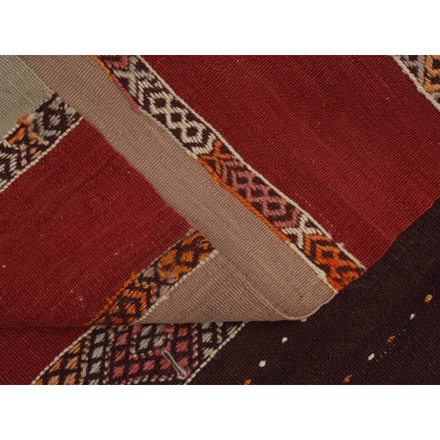 Textile 1970s Vintage Handmade Wool Cotton Red Runner Rug For Sale - Image 7 of 10