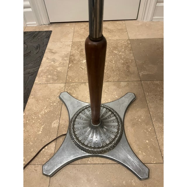 Chrome 1920s Rare Intricate Art Deco Torchiere Floor Lamp For Sale - Image 8 of 11