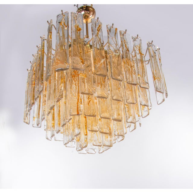 Large Amber Murano Glass 13 Light Chandelier Pendant Lamp, 1970s For Sale - Image 6 of 13