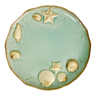 1990s Vintage Coastal Hollywood Regency Seashell Platter For Sale