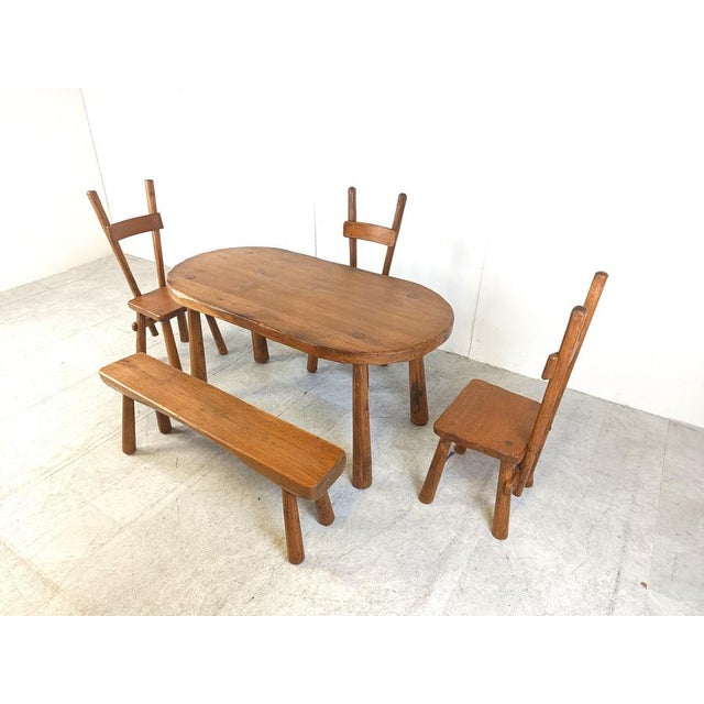 Vintage Brutalist Dining Set, 1960s, Set of 5 For Sale - Image 10 of 11
