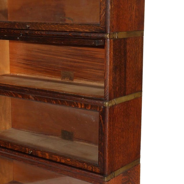Globe Wernicke Globe Wernicke Five Stack Barrister Bookcase With Leaded Glass C1920 For Sale - Image 4 of 11
