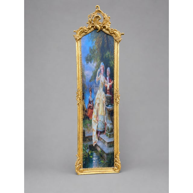 French 1980s French Louis XVI Gold Beech Fabric Wall Art For Sale - Image 3 of 10
