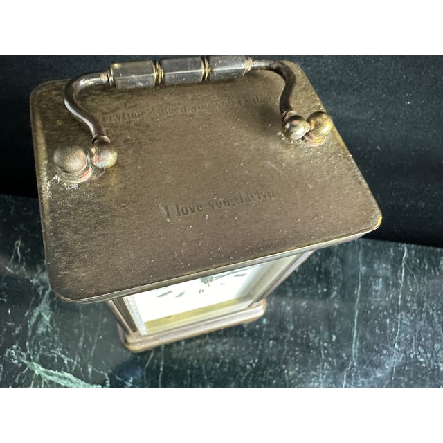 Tiffany and Co. Mid 20th Century Tiffany & Co. Brass Carriage Clock For Sale - Image 4 of 10