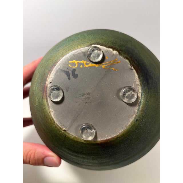 Ceramic Jeremy Diller Raku Pottery Dream Jar W/ Turquoise Lid California Artist Signed For Sale - Image 7 of 9