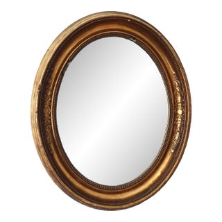 Antique French Oval Giltwood Mirror – Late 19th Century For Sale