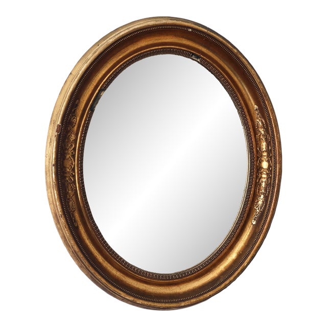 Antique French Oval Giltwood Mirror – Late 19th Century For Sale