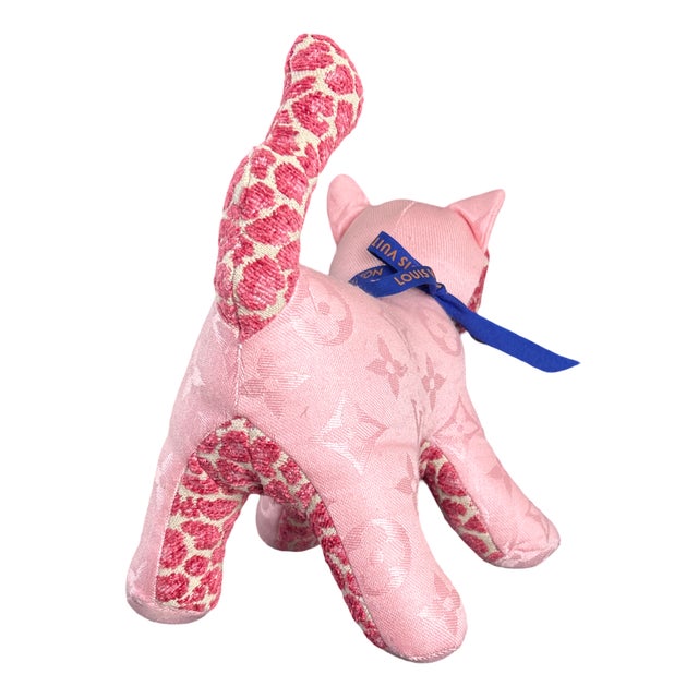 French Louis Vuitton LV Monogram Vintage Silk & Wool Scarf Patchwork Kitten For Sale - Image 3 of 3