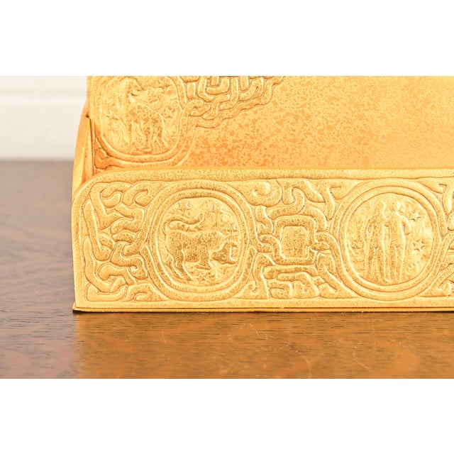 Metal Tiffany Studios New York Zodiac Pattern Bronze Doré Letter Rack For Sale - Image 7 of 14