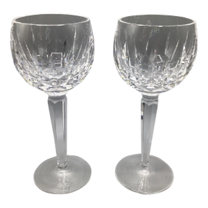 Waterford Kildare Hock Wine Plain Base Blown Crystal Wine Glasses-Set of 2