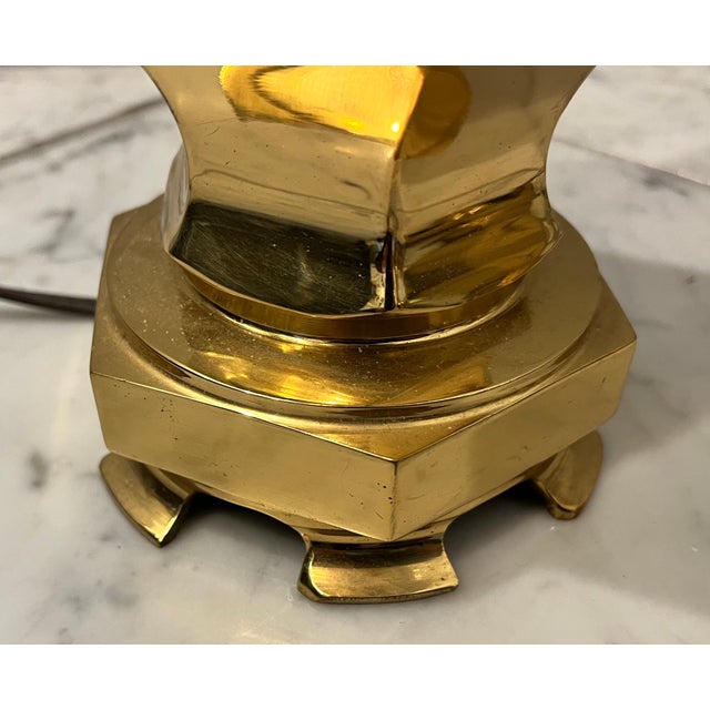 Mid 20th Century Pair of Petite Brass Urn Lamps For Sale - Image 4 of 9