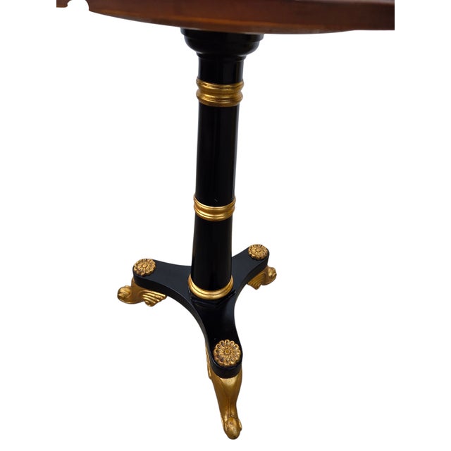 Gold 1990s Custom Mahogany French Empire Pedestal Lamp End Table Neoclassical Gold Gilt For Sale - Image 8 of 14