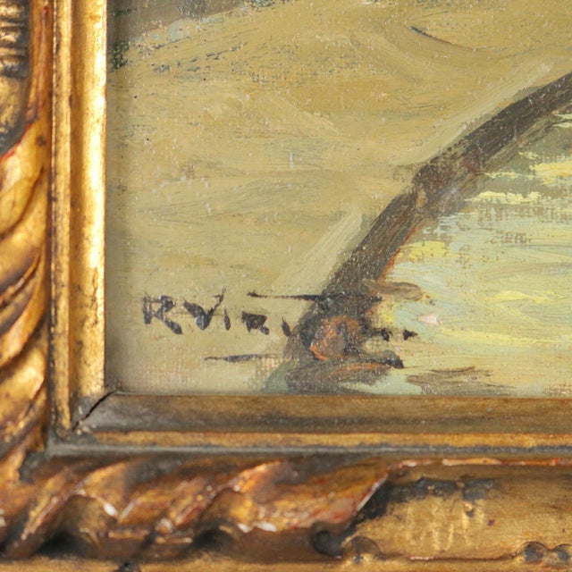 Riccardo Viriglio, Darsena di San Marco, Oil Painting on Cardboard For Sale - Image 9 of 13