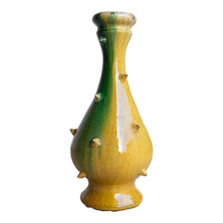 Vintage French Faience Spikey Glazed Studio Pottery Vase, Early to Mid 20th C For Sale
