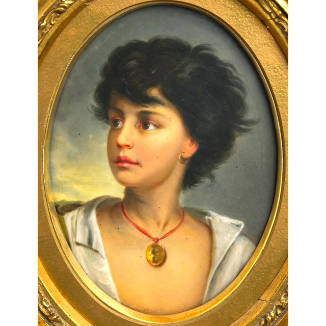 An oval porcelain plaque, hand-painted in the KPM manner in the late 19th century, after Gustav Richter's Neapolitan...