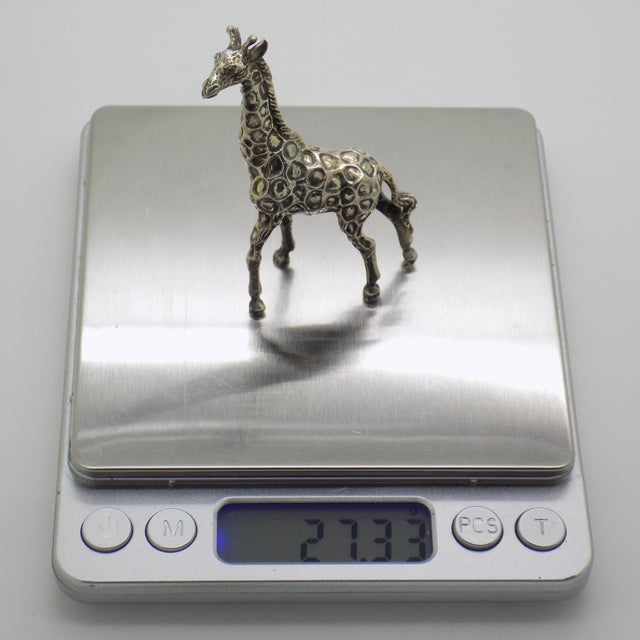 Vintage Italian Handmade Silver Giraffe Figurine, 1970s For Sale - Image 9 of 11