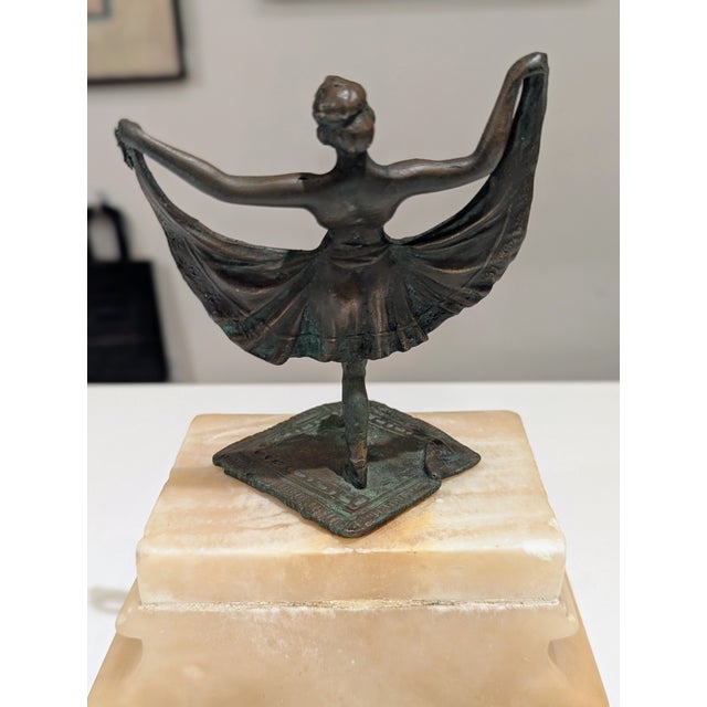 Art Deco Art Deco Bronze Dancer Figurine on Onyx Base For Sale - Image 3 of 7