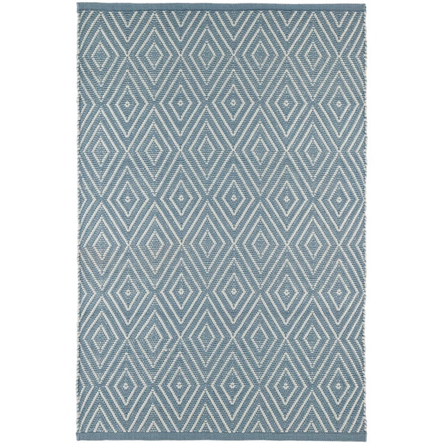 Dash & Albert by Annie Selke Diamond Slate/Light Blue Indoor/Outdoor Rug, 9' 6" x 13' 6" For Sale In Boston - Image 6 of 6