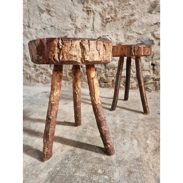 Wood Vintage Wooden Stools, France, 1960s, Set of 2 For Sale - Image 7 of 18