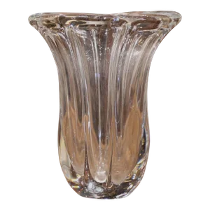 Mid-Century French Clear Oval Art Deco Blown Glass Vase