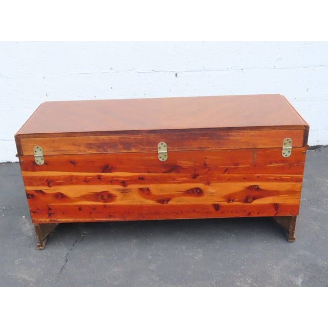 Lane Art Deco Waterfall Inlay Cedar Chest Blanket Trunk 6627 For Sale - Image 10 of 18