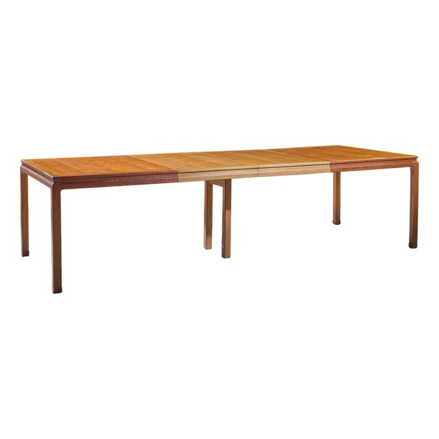 Edward Wormley for Dunbar Mid Century Bleached Mahogany Expanding Dining Table With 2 Leaves For Sale