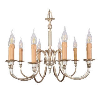 Mid-Century Silver Metal Chandelier, 1960s For Sale