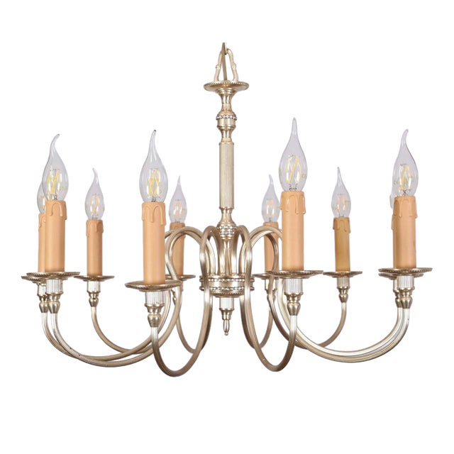Mid-Century Silver Metal Chandelier, 1960s For Sale