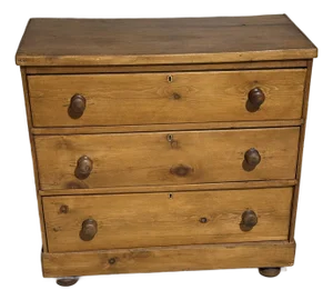 Antique Pine Three Drawers - Chest of Drawers From England