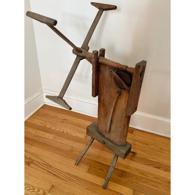 Antique Primitive Wood Yarn Spinning Wheel For Sale - Image 11 of 11