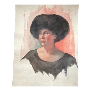 1980’s Original Impressionist Female Portrait Watercolor Painting