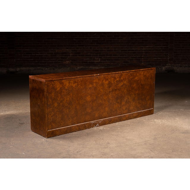 1930s Art Deco Burled Walnut Credenza With Brass Hardware For Sale - Image 4 of 18