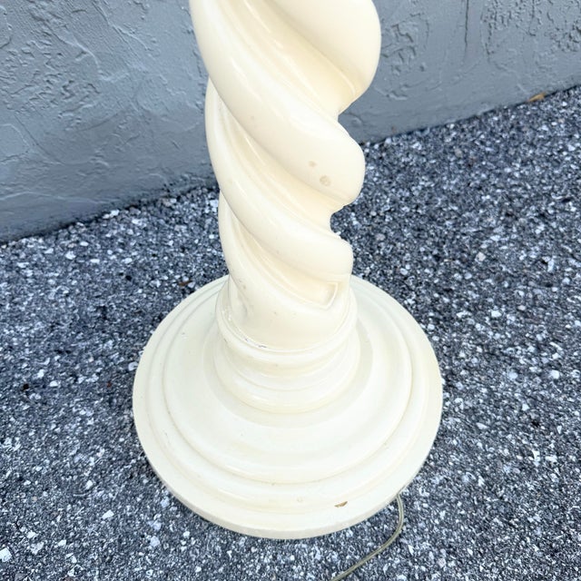 Wood Postmodern Cream Spiral Wooden Floor Lamp For Sale - Image 7 of 7