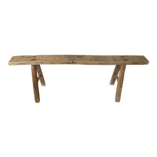 Antique Elm Wood Long Bench For Sale