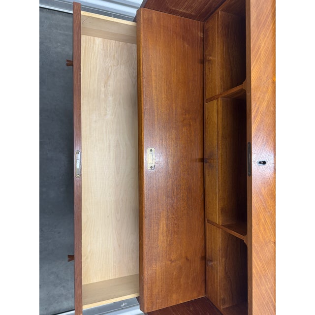 Mid 20th Century Swedish Modern Teak Roll Top Desk With Fitted Compartment For Sale In Philadelphia - Image 6 of 15