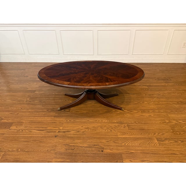 Hepplewhite Traditional Oval Mahogany Cocktail Table by Leighton Hall - Showroom Sample For Sale - Image 3 of 14
