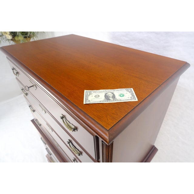 Bracket Feet Solid Mahogany Brass Pull Federal Style 7 Drawer High Chest Dresser For Sale - Image 14 of 18