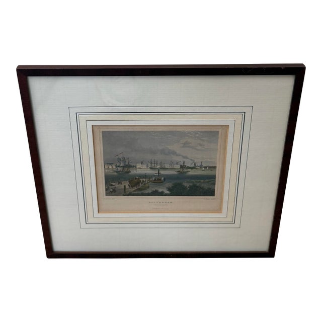 Antique 1860s Colored Steel Engraving From the Netherlands For Sale